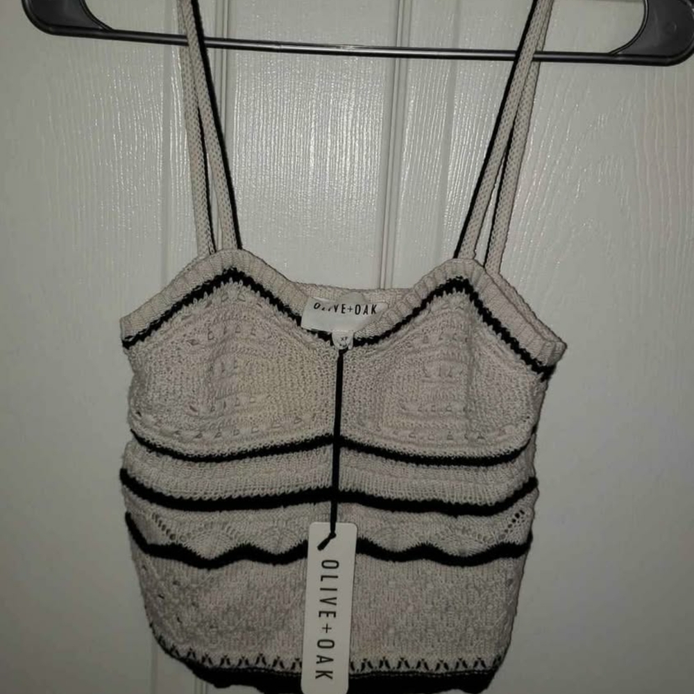 Olive & Oak Textured Cream and Black Camisole